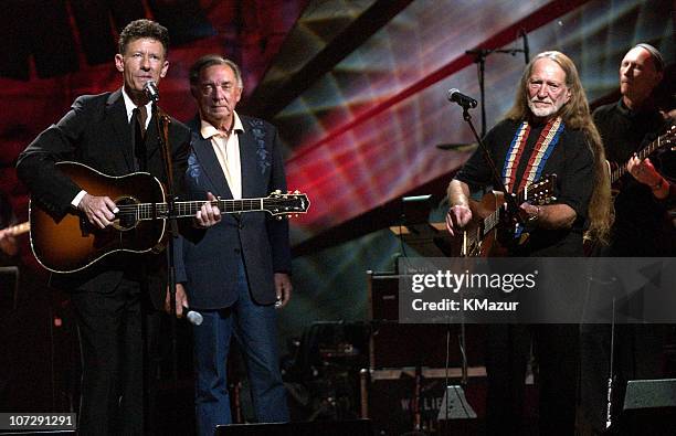 Lyle Lovett, Ray Price and Willie Nelson during "Willie Nelson and Friends: Live and Kickin'" Premieres on USA Network May 26, 2003 - Show at Beacon...