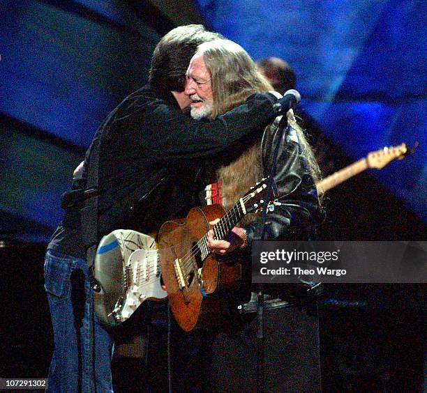 Eric Clapton and Willie Nelson during "Willie Nelson and Friends: Live and Kickin'" Premieres on USA Network May 26, 2003 - Show at Beacon Theatre in...