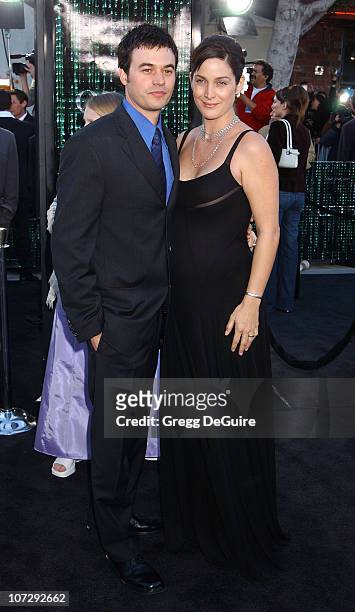 Carrie Anne Moss & Steven Roy during "The Matrix Reloaded" Premiere at Mann Village Theatre in Westwood, California, United States.