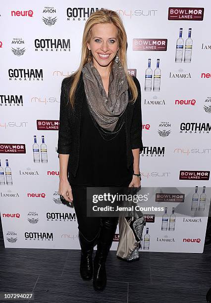 Dina Manzo attends Gotham Magazine's Holiday Party hosted by John Legend at the new Bowlmor Times Square along with mysuitny.com and La Marca...