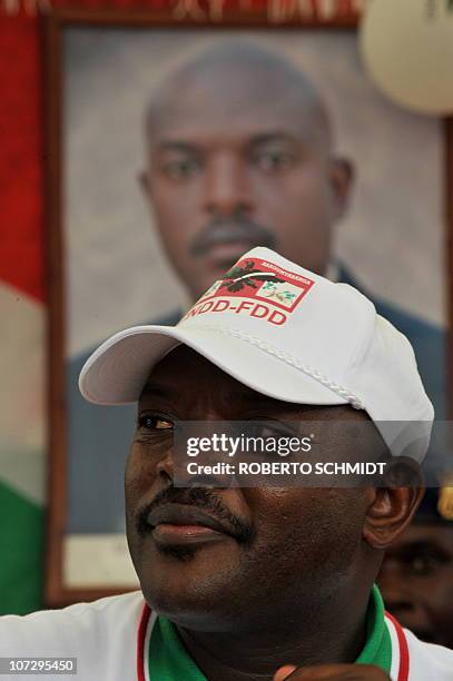 Burundi-vote-Nkurunziza,INTERVIEW" --- Burundian President Pierre Nkurunziza smiles during an interview with AFP journalists in Rugombo during a...