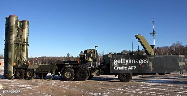 New generation air defence system S-400 Triumf, also known as a SA-21 Growler, is pictured during exercises at the anti-aircraft defence military...