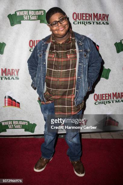 Akinyele Caldwell arrives at Queen Mary Christmas Media & VIP Night at Queen Mary Events Park on November 26, 2018 in Long Beach, California.