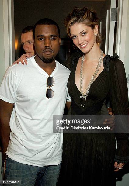 Kanye West and Delta Goodrem during ELLE Magazine's 21st Birthday VIP Bash Benefiting EIF's National Colorectal Cancer Research - Party and...