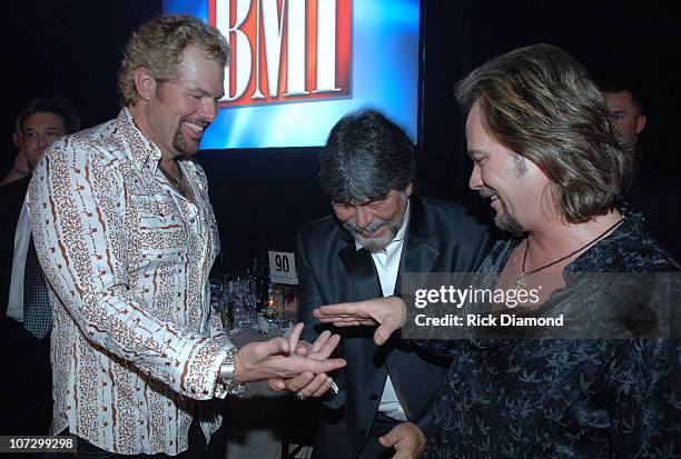 Toby Keith, Randy Owens and Travis Tritt during 53rd Annual BMI Country Music Awards at BMI Nashville Offices in Nashville, Tennessee, United States.