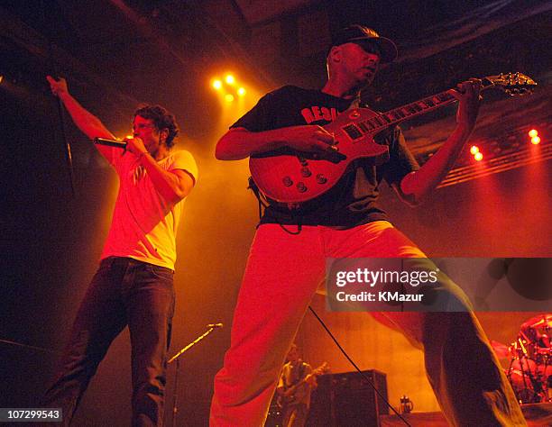 Chris Cornell and Tom Morello of Audioslave during Audioslave in Concert at Madison Square Garden in New York City - October 29, 2005 at Madison...