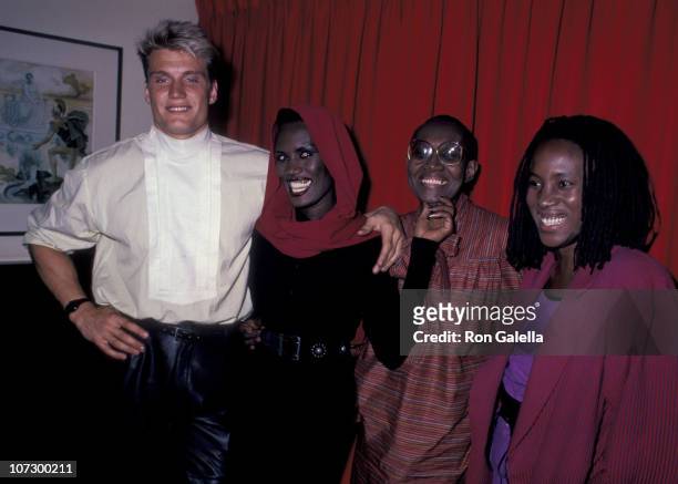 Dolph Lundgren, Grace Jones and family during Grace Jones Sighting at Les Tuilieries Restaurant in New York City - October 8, 1985 at Les Tuilieries...