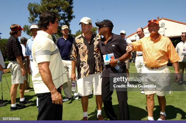 Sylvester Stallone, Paul Michael Glaser, Sugar Ray Leonard and Peter S. Waldstein M.D. At the 8th Annual Golf Classic Elizabeth Glaser Pediatric AIDS...