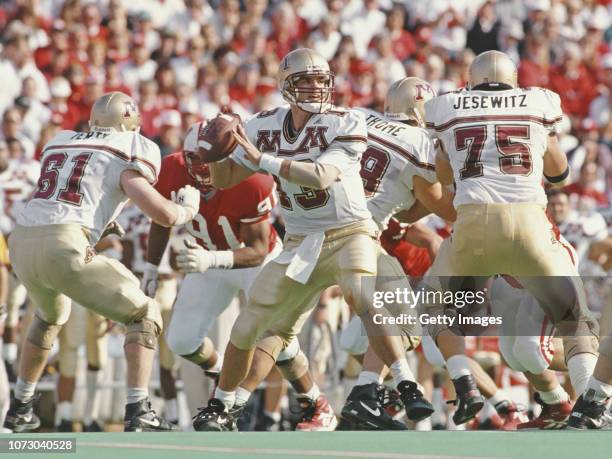 Tim Schade, Quarterback for the University of Minnesota Golden Gophers prepares to throw the ball during the NCAA Big Ten college football game...