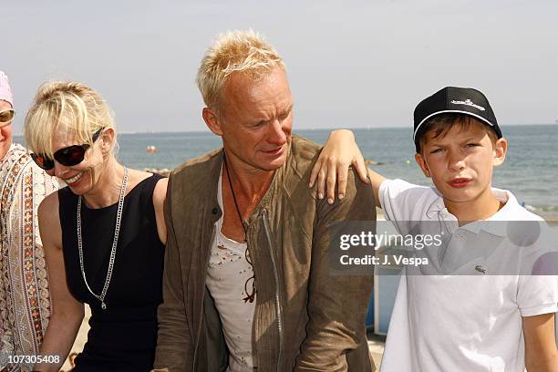 Trudie Styler, Sting and Giacomo Sumner during The 63rd International Venice Film Festival - "Guide to Recognizing Your Saints" Lunch at Nikki Beach...