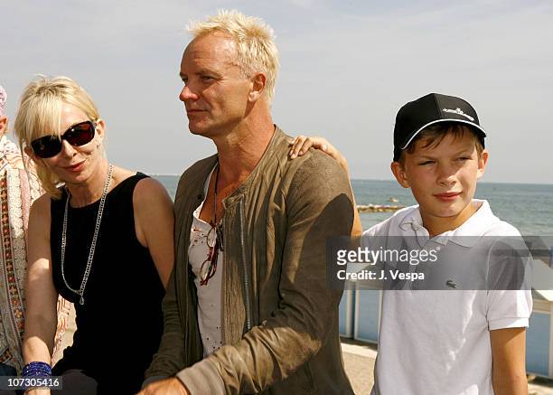 Trudie Styler, Sting and Giacomo Sumner during The 63rd International Venice Film Festival - "Guide to Recognizing Your Saints" Lunch at Nikki Beach...