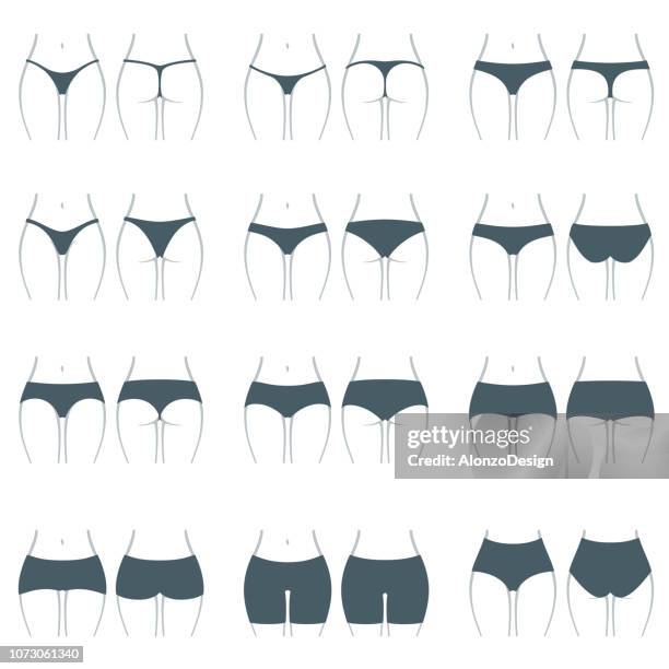 stockillustraties, clipart, cartoons en iconen met vrouw slipje collectie - tanga