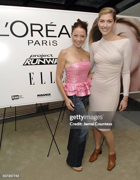 Stacey Estrella of Project Runway with guest during Elle Magazine and L'Oreal Paris Host the "Get Runway Ready" Beauty Suite in Celebration of the...