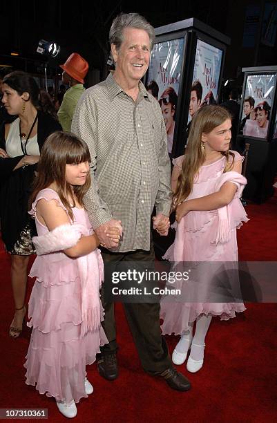 Brian Wilson with daughters Daria and Delanie during "Just My Luck" Los Angeles Premiere - Red Carpet in Los Angeles, California, United States.