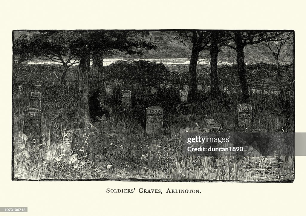 Soldiers, graves at Arlington National Cemetery, 19th Century