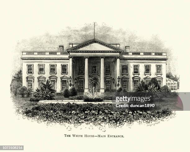 雕刻白宮, 華盛頓, 美國, 19世紀 - white house washington dc 幅插畫檔、美工圖案、卡通及�圖標