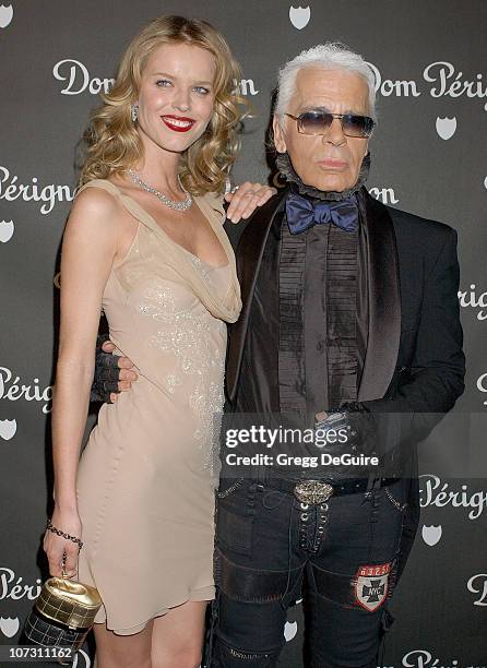 Eva Herzigova and Karl Lagerfeld during Dom Perignon, Karl Lagerfeld and Eva Herzigova Host An International Launch To Unveil The New Image Of Dom...