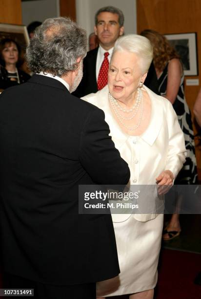 Sid Ganis and Olivia de Havilland during Academy of Motion Picture Arts and Science Presents Tribute to Olivia de Havilland at Academy of Motion...