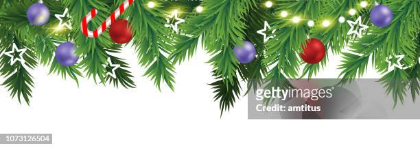 weihnachten-bordürenmuster - lichterkette dekoration stock-grafiken, -clipart, -cartoons und -symbole