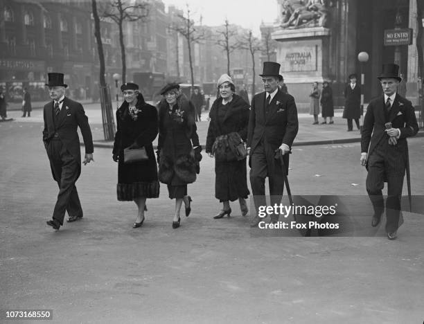 Group of people outside Australia House on the Strand, on their way to the church of St Clement Danes for an Australia Day service, London, 26th...