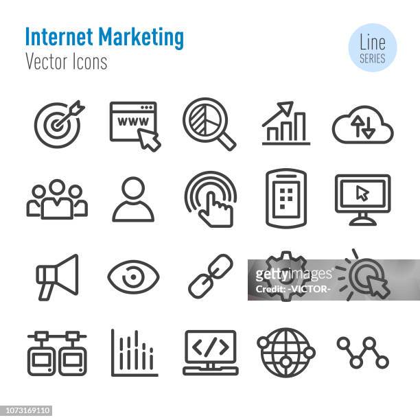 internet-marketing-icons set - vektor-line-serie - hyperlink stock-grafiken, -clipart, -cartoons und -symbole