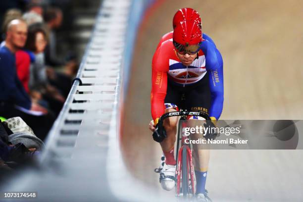 Matthew Ellis and Barney Storey if Great Britain compete in the Mixed Para B Sprint Qualifying round during day One of the 2018 TISSOT UCI Track...