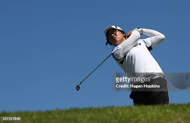 Celia Cho of Auckland tees off at the 13th hole during the semi-finals on the final day of the Women's Interprovincial Golf Championship at Miramar...