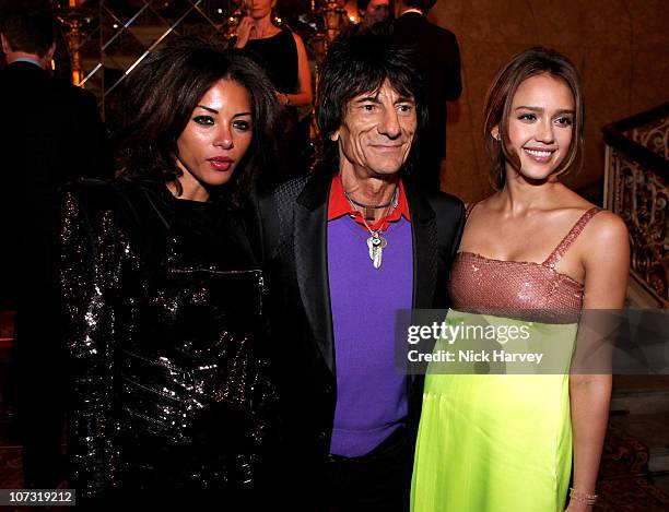 Ana Araujo, Ronnie Wood and Jessica Alba at Lancaster House on December 3, 2010 in London, England.