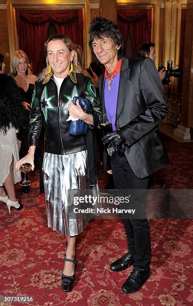 Miuccia Prada and Ronnie Wood at Lancaster House on December 3, 2010 in London, England.