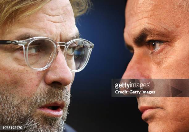 In this composite image a comparison has been made between Jurgen Klopp, Manager of Liverpool and Jose Mourinho, manager of Manchester United....