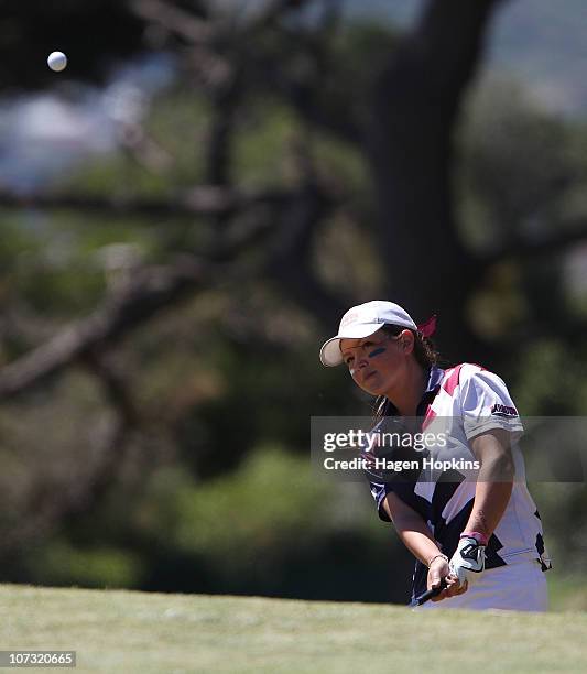 Faye Amy Nickson of North Harbour chips onto the green during the final on the final day of the Women's Interprovincial Golf Championship at Miramar...