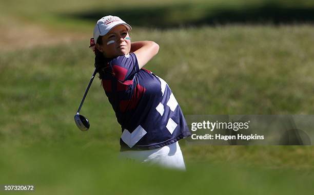 Faye Amy Nickson of North Harbour plays off the fairway on the 18th hole during the final on the final day of the Women's Interprovincial Golf...