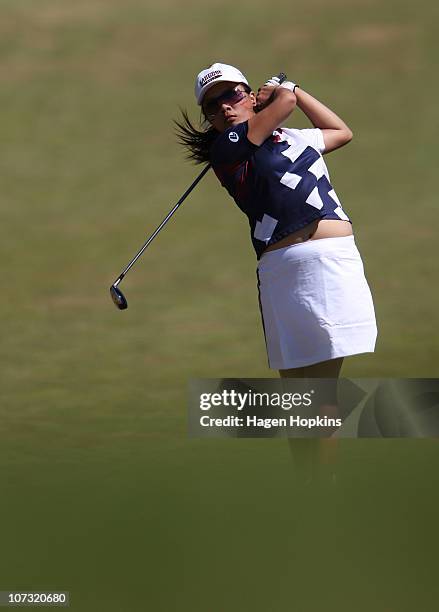 Rica Tse of North Harbour plays an approach shot at the 15th on the final day of the Women's Interprovincial Golf Championship at Miramar Golf Course...