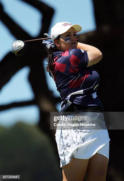 Rebekah Brownlee of North Harbour plays a tee shot at the 4th hole during the final on the final day of the Women's Interprovincial Golf Championship...