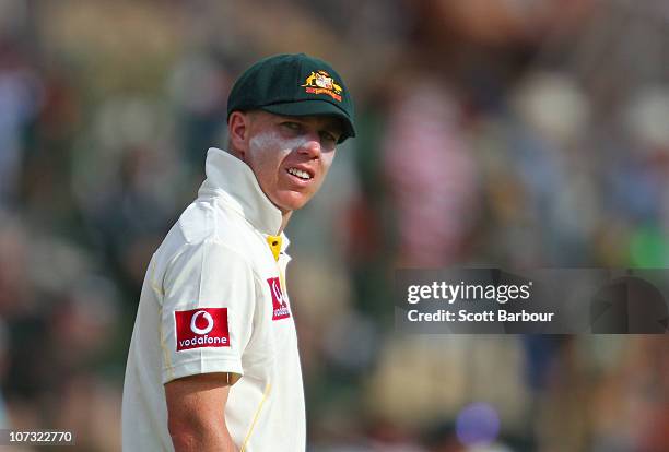 Xavier Doherty of Australia looks on in the field during day two of the Second Ashes Test match between Australia and England at Adelaide Oval on...