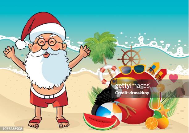 santa claus in australia - australian christmas stock illustrations