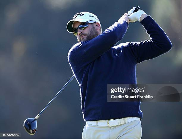 Francois Delamontagne of France in action during the first day of the European Tour qualifying school final stage at PGA golf de Catalunya on...