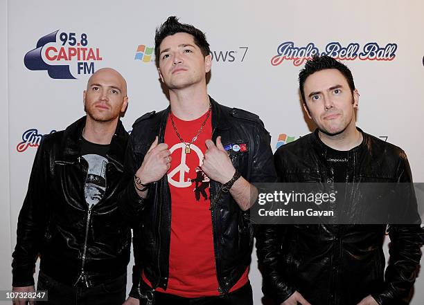 Mark Sheehan, Gary O'Donoghue and Glen Power from The Script attend Jingle Bell Ball 2010 at O2 Arena on December 4, 2010 in London, England.