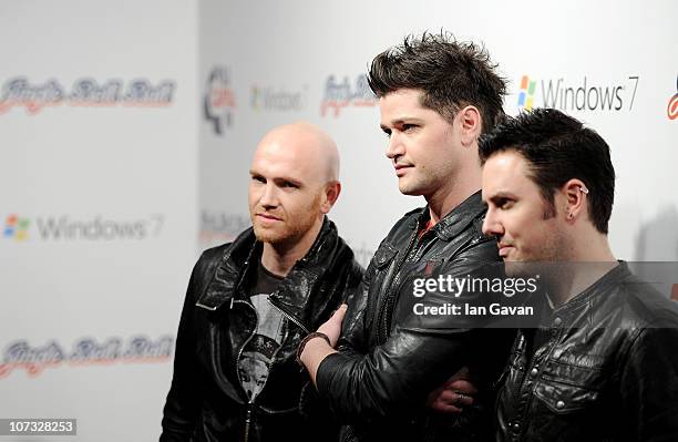 Mark Sheehan, Gary O'Donoghue and Glen Power from The Script attend Jingle Bell Ball 2010 at O2 Arena on December 4, 2010 in London, England.