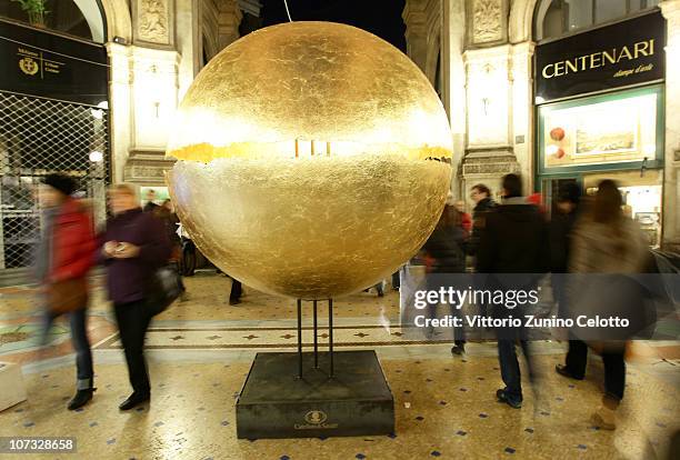 Luna Piena by Castellani & Smith is displayed in Galleria Vittorio Emanulele during the Milan Christmas Led Festival on December 4, 2010 in Milan,...