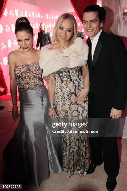 Naike Rivelli, Ornella Muti and Andrea Muti attend the 'Barbara Day 2010' Charity Gala at Haus der Kunst on December 4, 2010 in Munich, Germany.