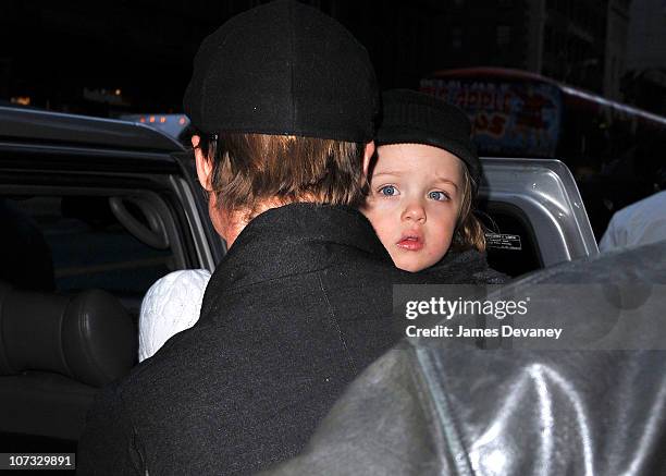 Brad Pitt visit Lee's Art Shop Knox Jolie-Pitt on December 4, 2010 in New York City.