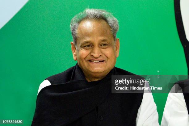 Rajasthan former Chief Minister Ashok Gehlot during a press conference at AICC headquarters on December 14, 2018 in New Delhi, India. The Congress...