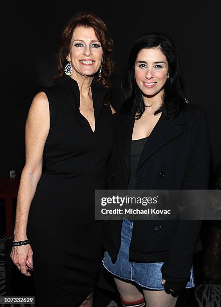Noreen Fraser of the Noreen Fraser Foundation and comedian/actress Sarah Silverman pose backstage at Variety's Power of Comedy presented by Sims 3 in...