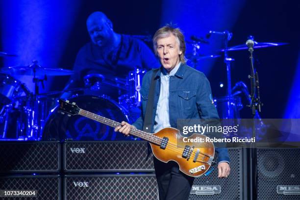 Sir Paul McCartney performs on stage at The SSE Hydro on December 14, 2018 in Glasgow, Scotland.