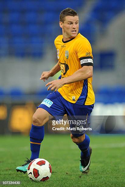 Jason Culina of the Gold Coast controls the ball during the round 17 A-League match between Gold Coast United and the Melbourne Heart at Skilled Park...