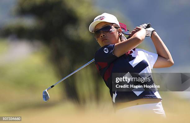 Rica Tse of North Harbour plays an approach shot at the 14th on the final day of the Women's Interprovincial Golf Championship at Miramar Golf Course...