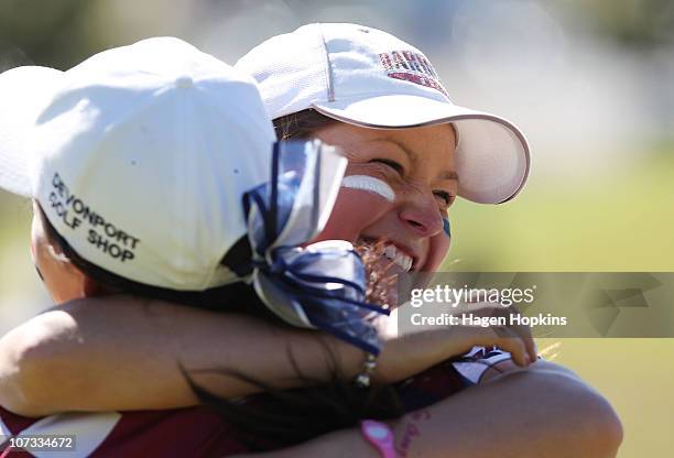 Faye Amy Nickson of North Harbour is all smiles after her team's finals win on the final on the final day of the Women's Interprovincial Golf...