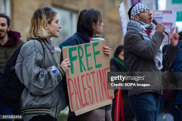 Student activists at Leeds University protest on the UN Solidarity Day with Palestine. The National Day of Action was organised by the Palestine...