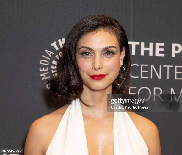 Morena Baccarin wearing dress by Misha Nonoo attends Back in Gotham: Preview Screening & Discussion at Paley Center for Media.